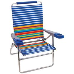 Rio 4 Position Striped Molded Armrest Beach Chair