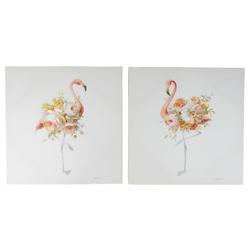 2-pc. Floral Flamingo Canvas Wall Art