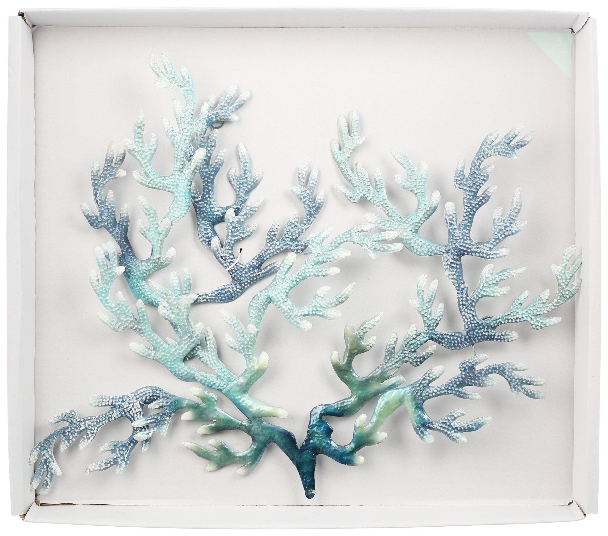 Coastal Home 23in Metal Coral Cluster Wall Decor