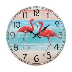 Flamingo Duo Wooden Clock
