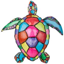 21in Metal Capiz Stained Glass Turtle Wall Decor