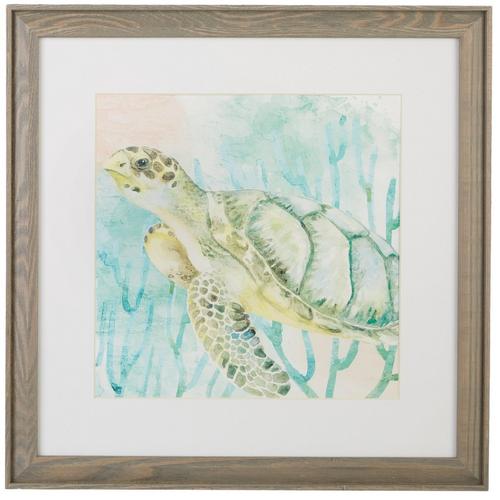 Coastal Home Sea Turtle Framed Wall Art
