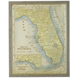 22 x 28 Florida Map Framed Art