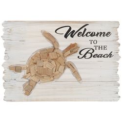 Driftwood Turtle Welcome Script Sign