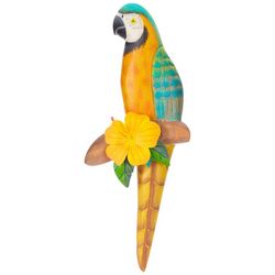 T.I. Design Parrot Hibiscus Wood Carved Wall Art