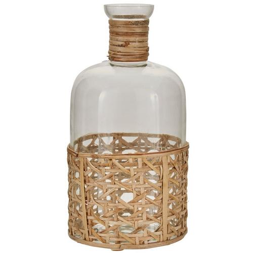 Home Essentials 11'' Woven Wicker Accented Glass Bottle