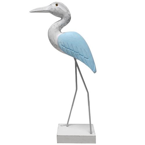 Coastal Home Small Egret Statue With Base
