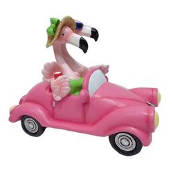 10in Flamingos in Car Resin Figurine