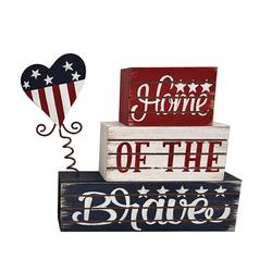 Home of the Brave Wood Block Decor