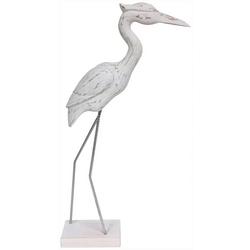 Wooden Egret Statue With Base