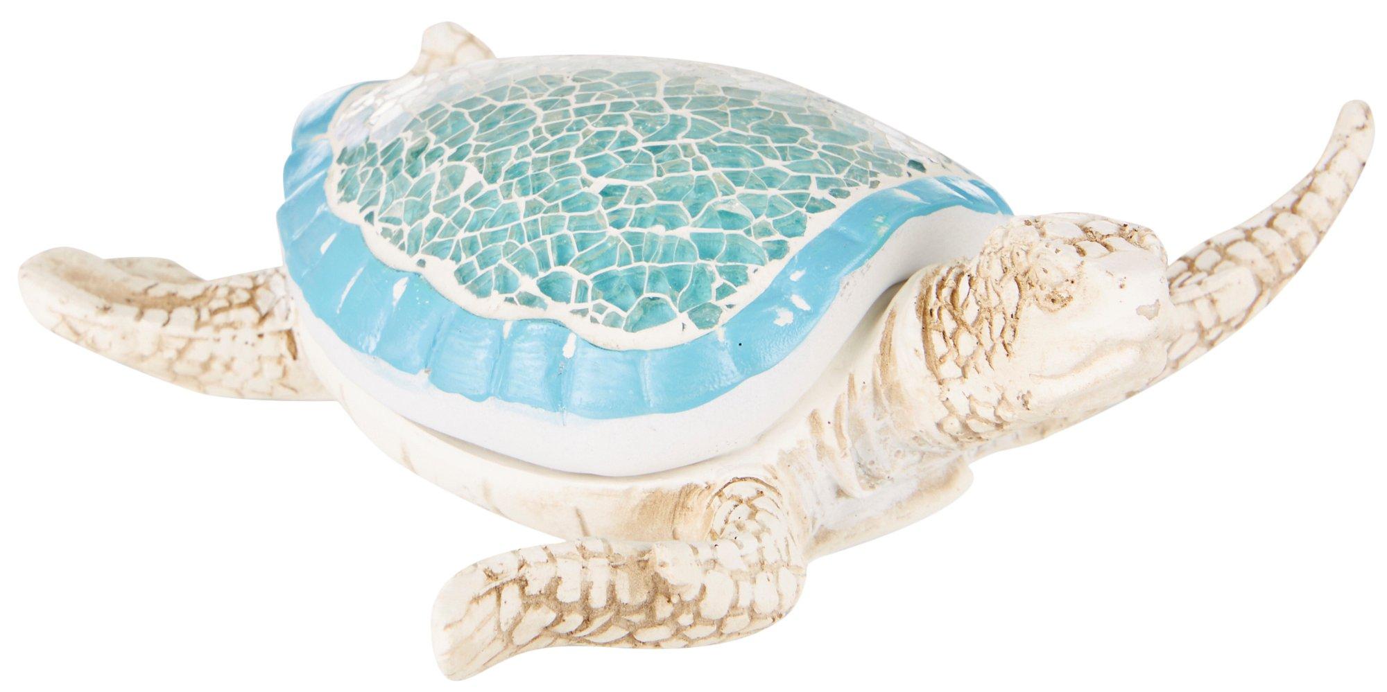 Coastal Home Resin Sea Turtle Mosaic Trinket Box