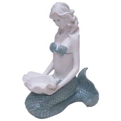 Coastal Home Sitting Mermaid Shell Figurine