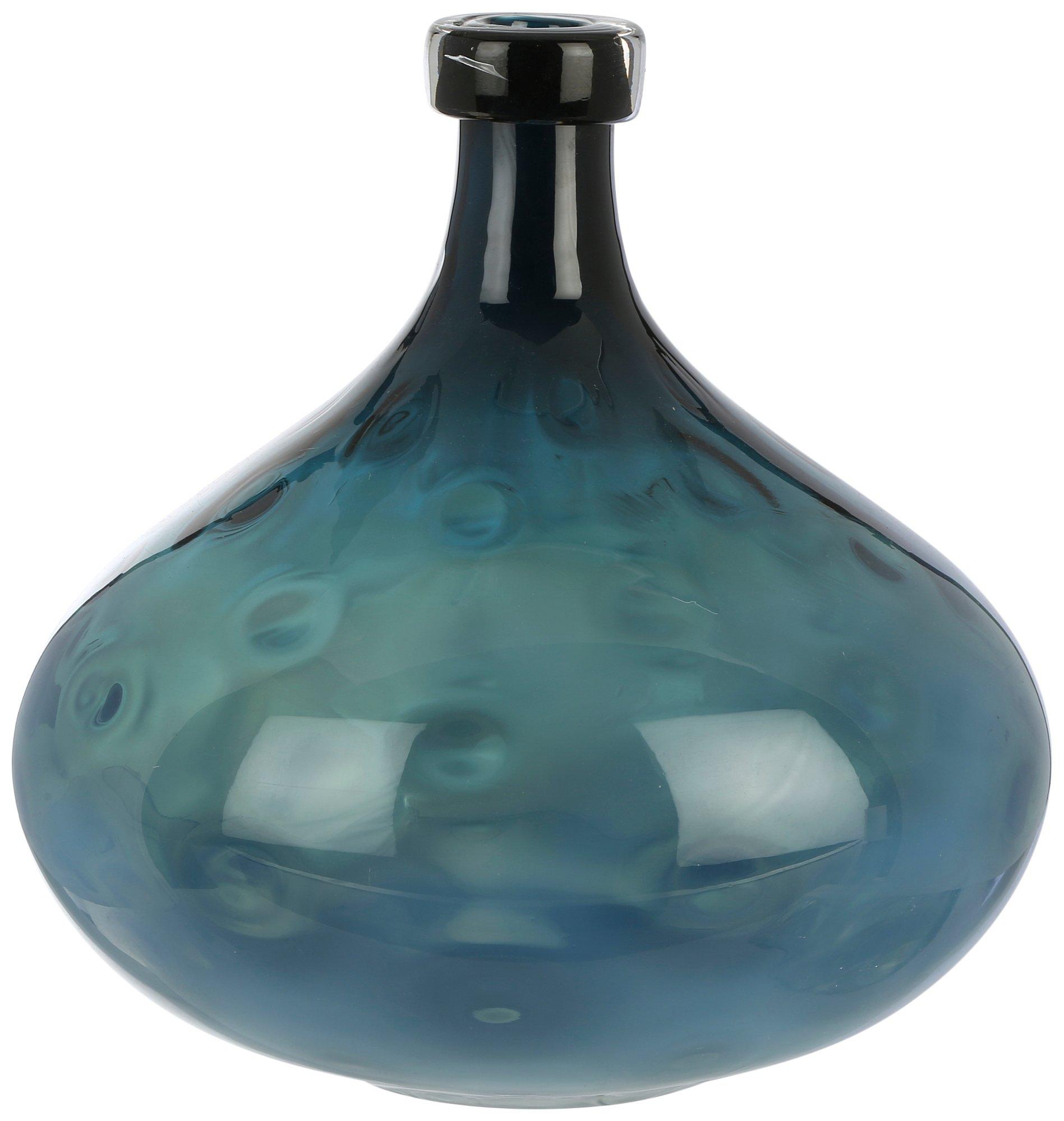 13 in. Dimpled Glass Vase