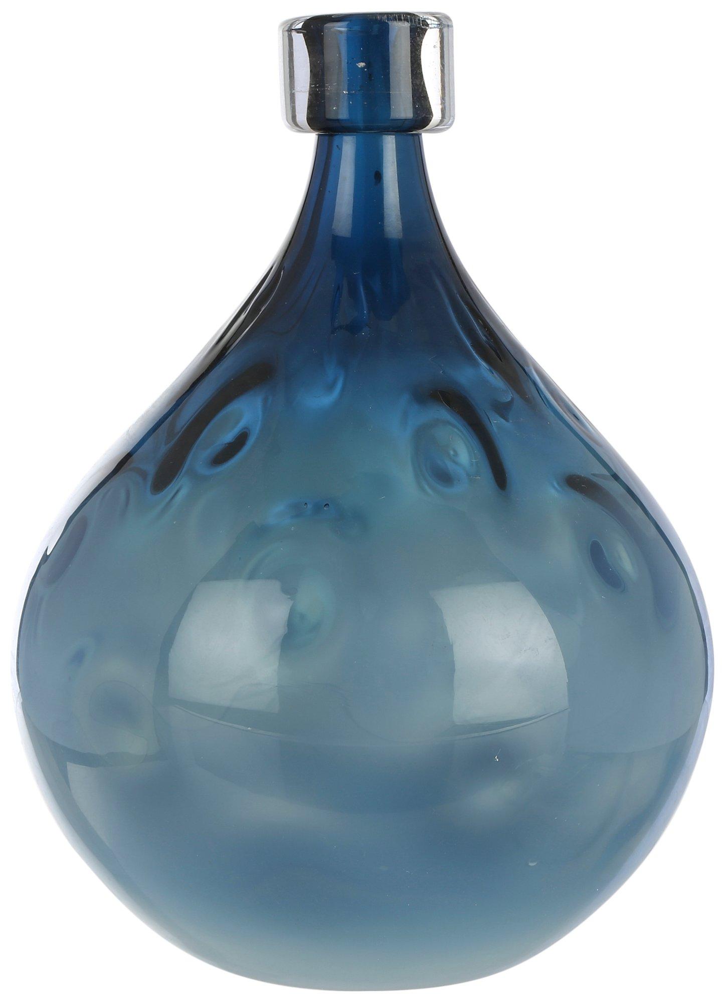 Sagebrook Home 11'' Dimpled Glass Vase