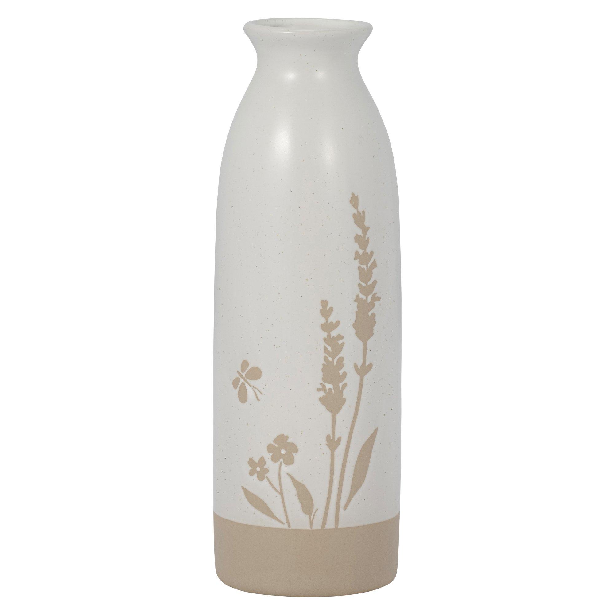 Sagebrook Home 10'' Painted Floral Ceramic Vase