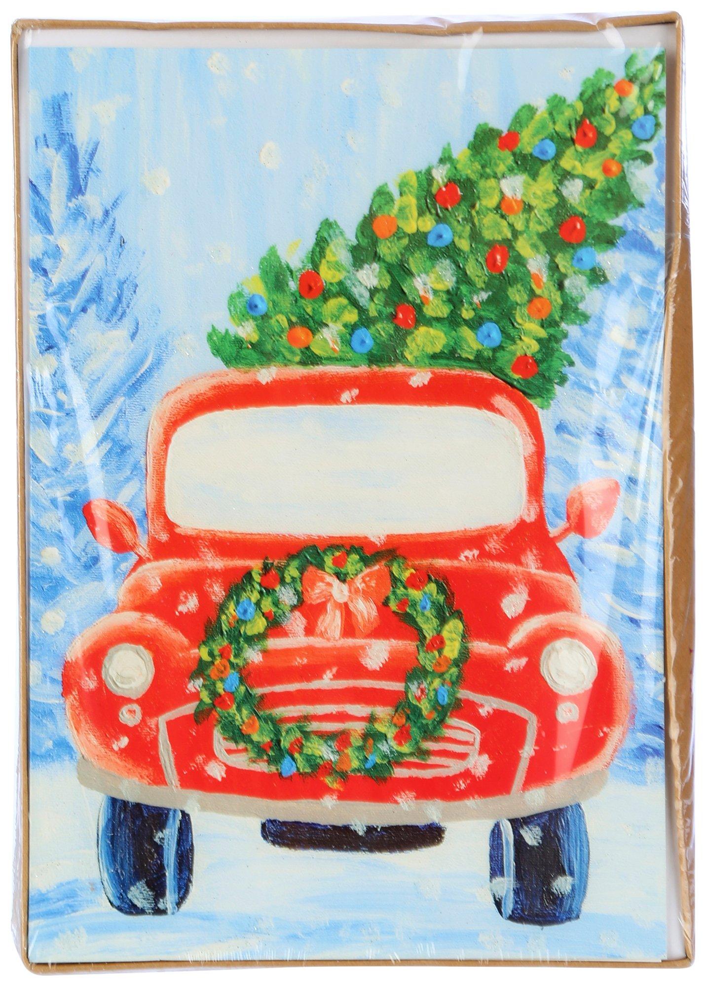 Brighten The Season Red Pickup Truck Greeting Cards
