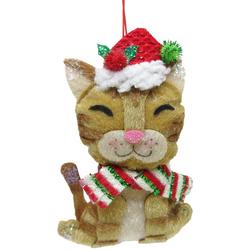 Smile Cat Santa Ornament