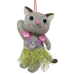 Smiling Hula Cat Tree Ornament