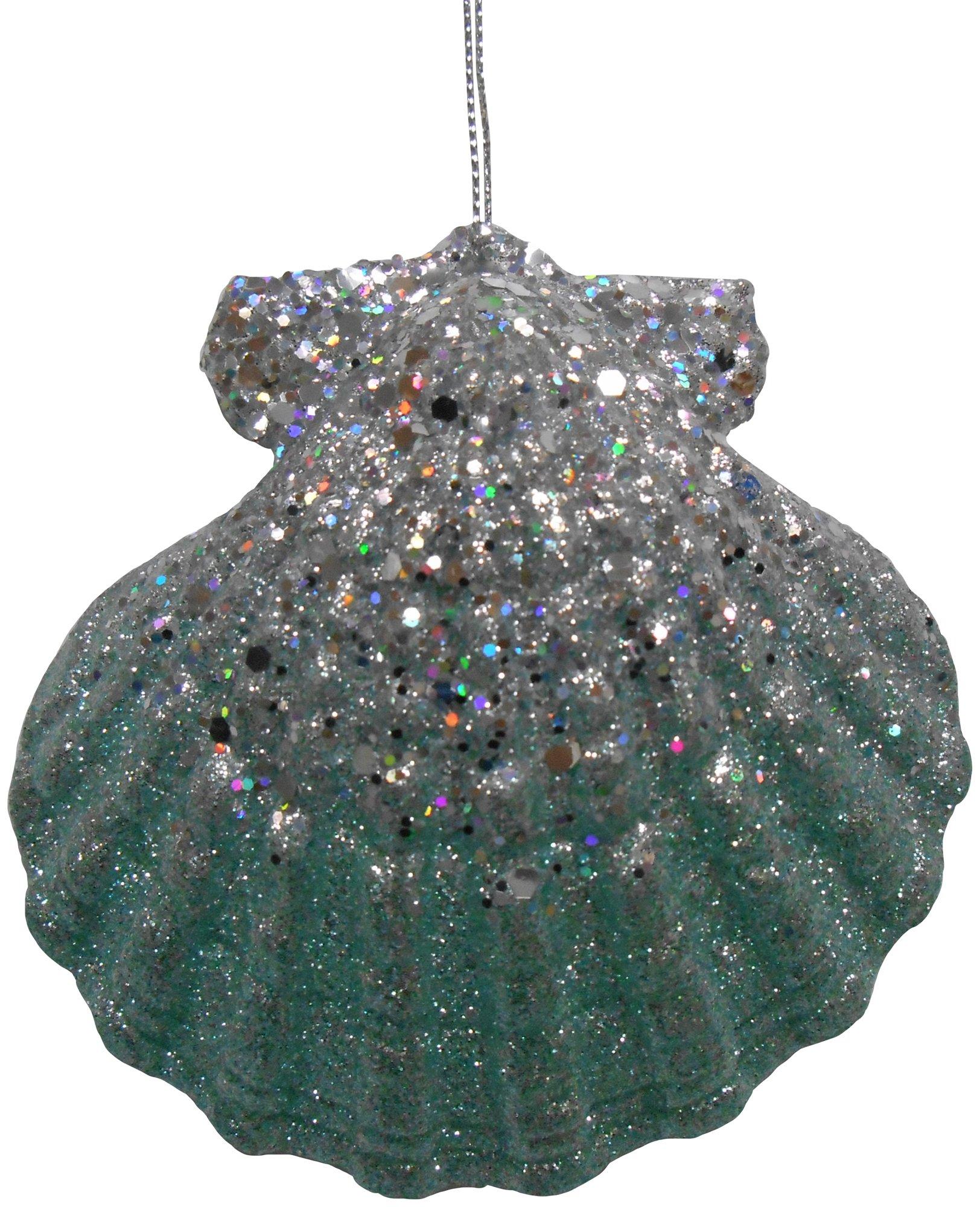 4 In. Glitter Fan Shell Tree Ornament