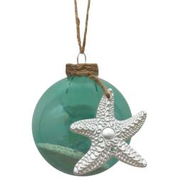 3 in H. Green Glass Ball With Starfish Christmas Ornaments
