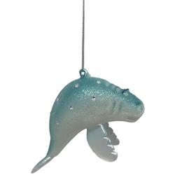 3 in. H. Blue Glass Manatee Christmas Ornaments