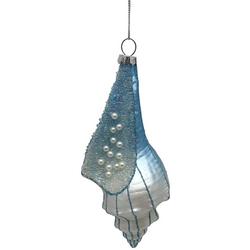5.5 in H. Blue White Glass Conch Christmas Ornaments