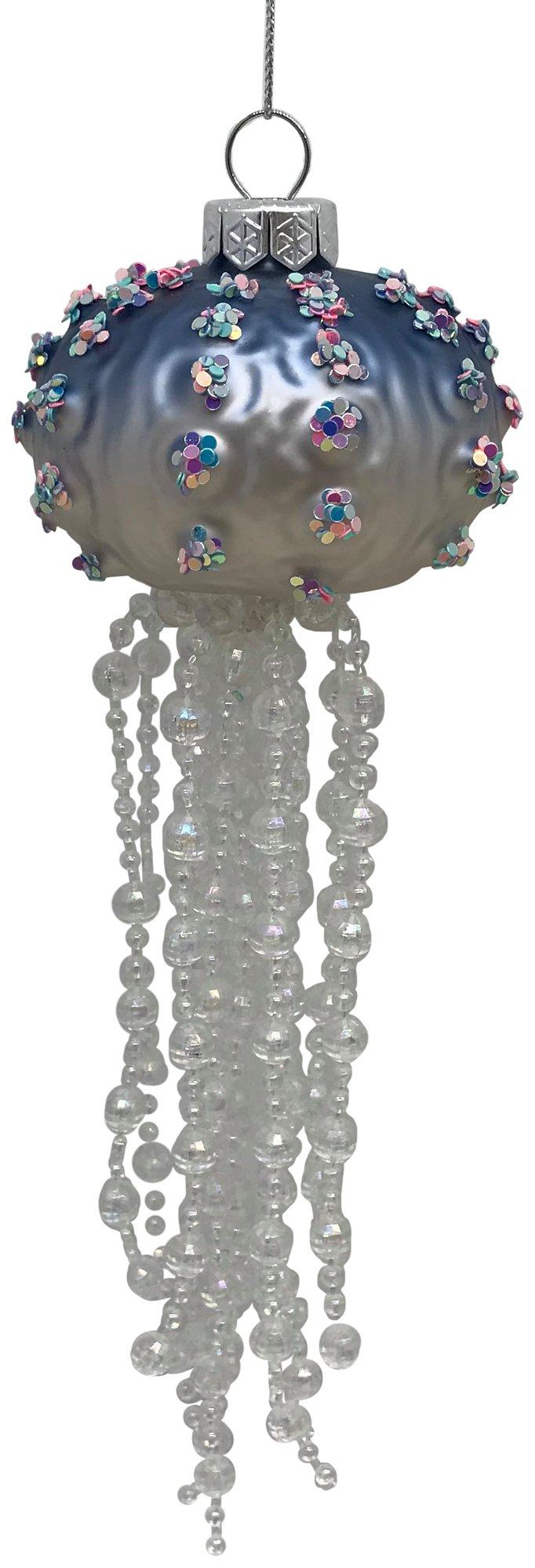 8 in H. Blue Jellyfish Glass Christmas Ornaments