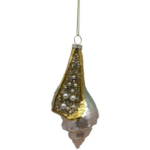 5.5 in. H. Gold Glass Shell Christmas Ornaments
