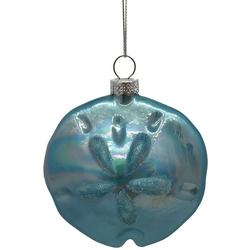 3.5 in H. Blue Glass Sand Dollar Christmas Ornaments