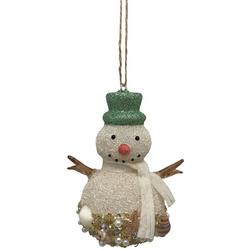 4.5 in H. Glass Sand Snowman Christmas Ornaments