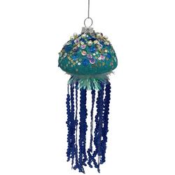 7 in H. Blue Jellyfish Glass Christmas Ornaments