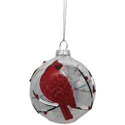 Led Glass Cardinal Ball X-mas Ornament