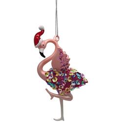 Flying Flamingo Christmas Ornament