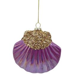 Purple Glass Scallop Ornament