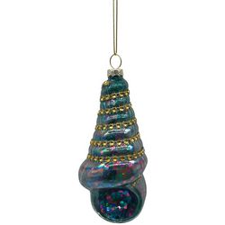 Brighten the Season Blue Glass Conch Ornament
