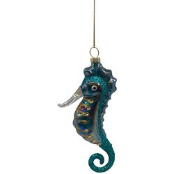 Brighten the Season Blue Glass Seahorse Ornament