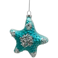 Brighten the Season Blue Glass Starfish Ornament
