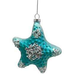 Blue Glass Starfish Ornament