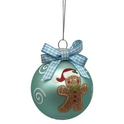 Brighten the Season Green Glass Gingerbread ball Ornament