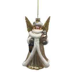 Glass Angel with Owl Ornament