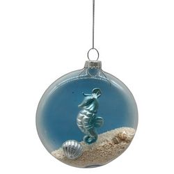 Brighten the Season Glass Seahorse Disk  Ornament