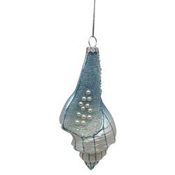 Blue and White Glass Conch Ornament