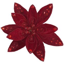 9-inch H. Red Velvet Poinsettia Tree Clip Decor