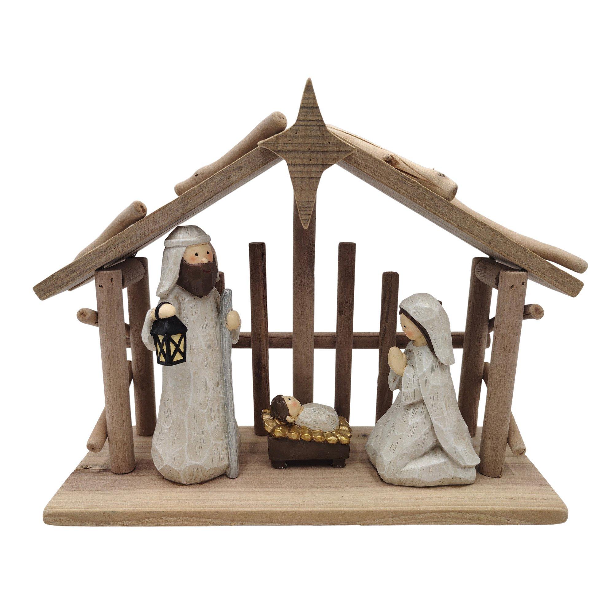 10 in. Wood Nativity Tabletop Decor