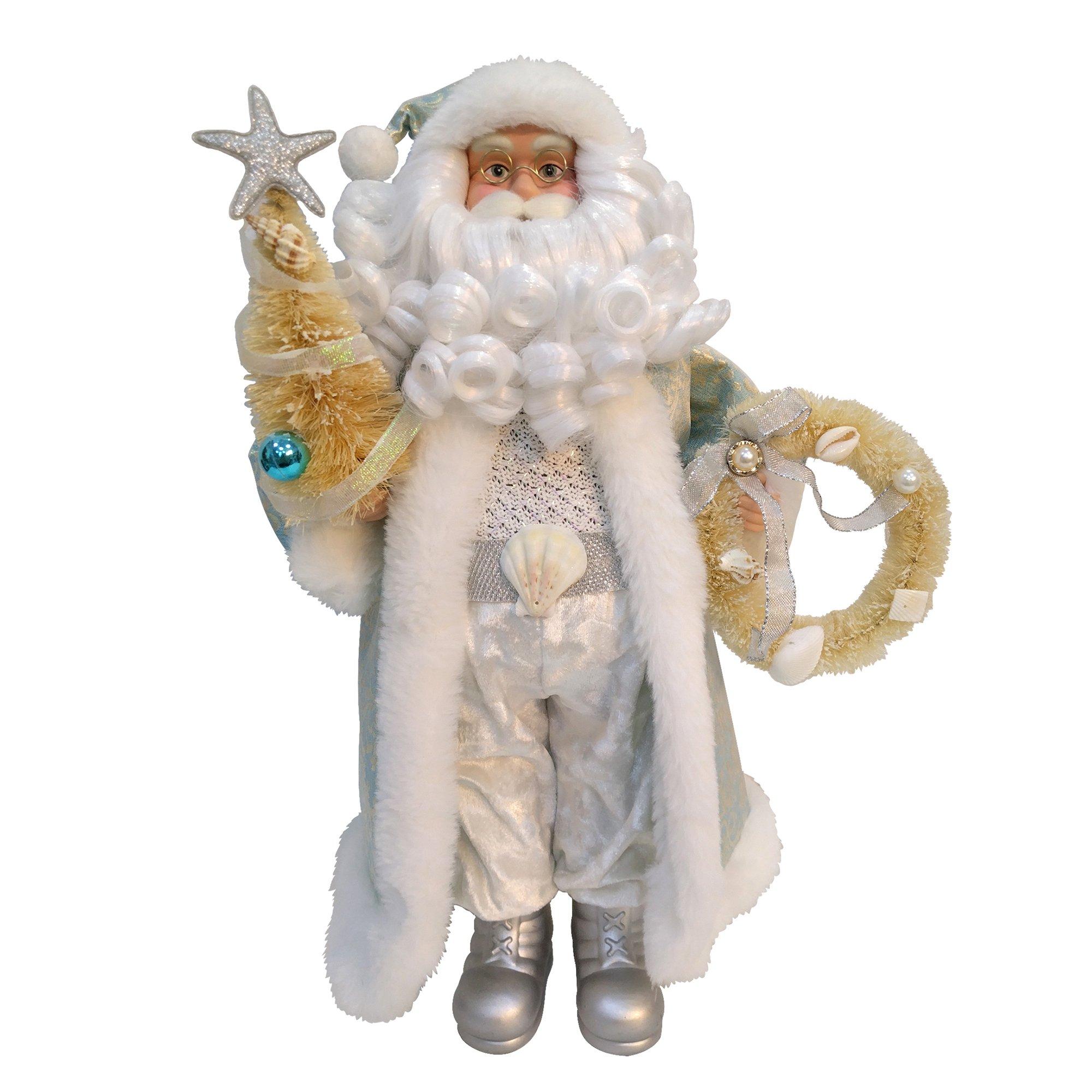 18 in. Blue Coastal Santa Tabletop Decor