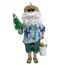18 in. Tropical Santa With Tree Tabletop Decor