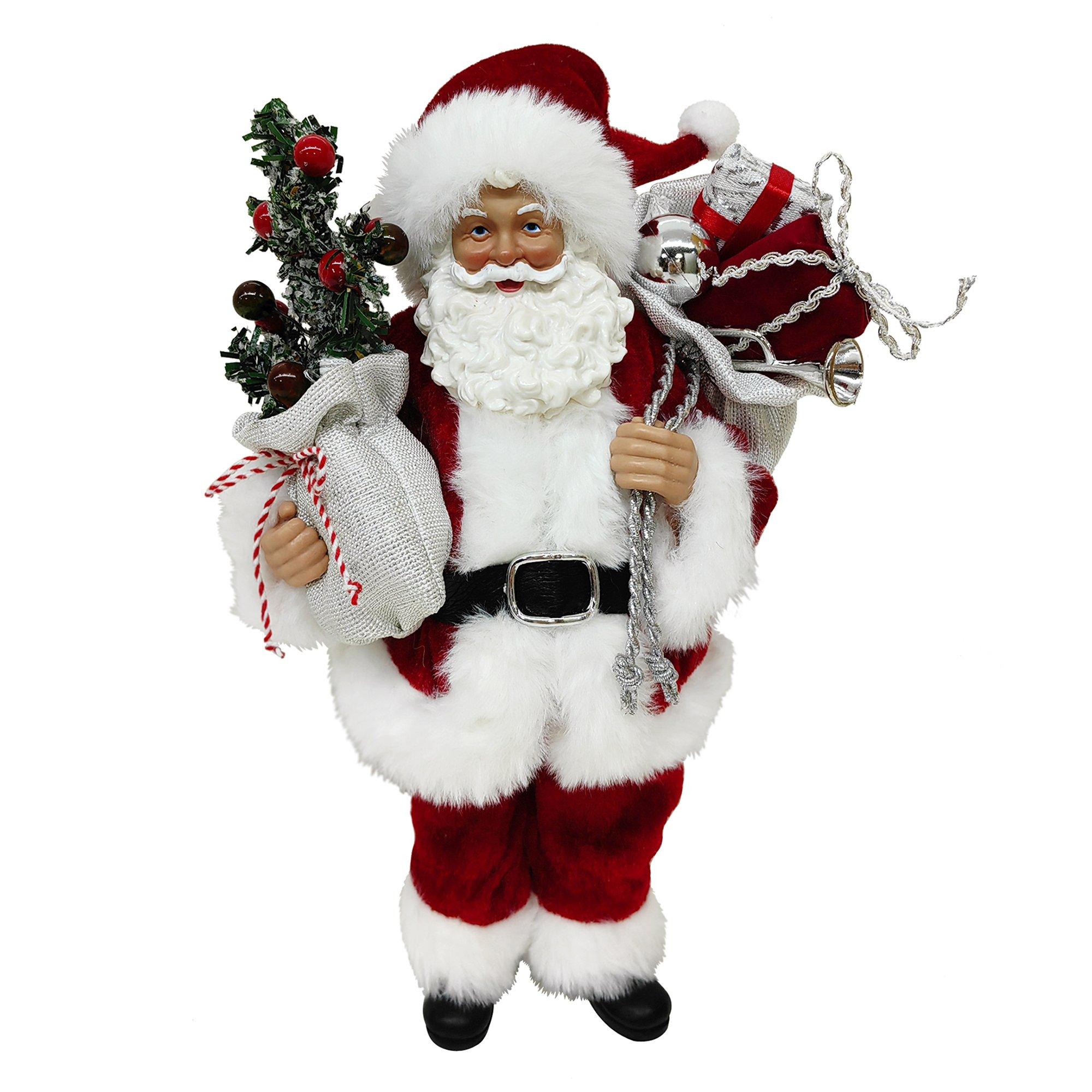 10 in. Red Santa With Gift Sack Tabletop