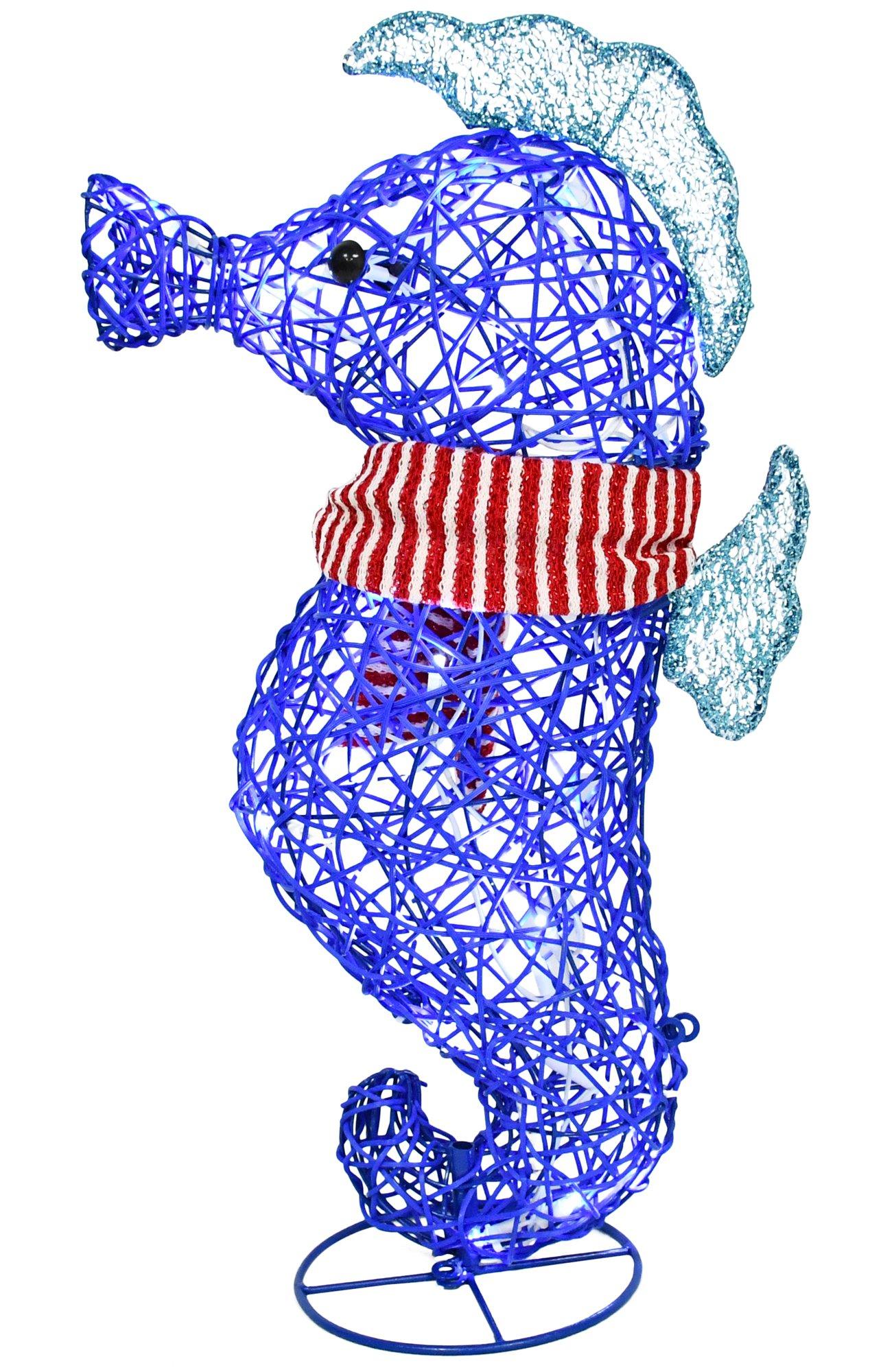 25 in. Pre-Lit Xmas Seahorse Decor