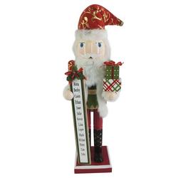 15 in. Red Santa With Gift Wooden Nutcracker
