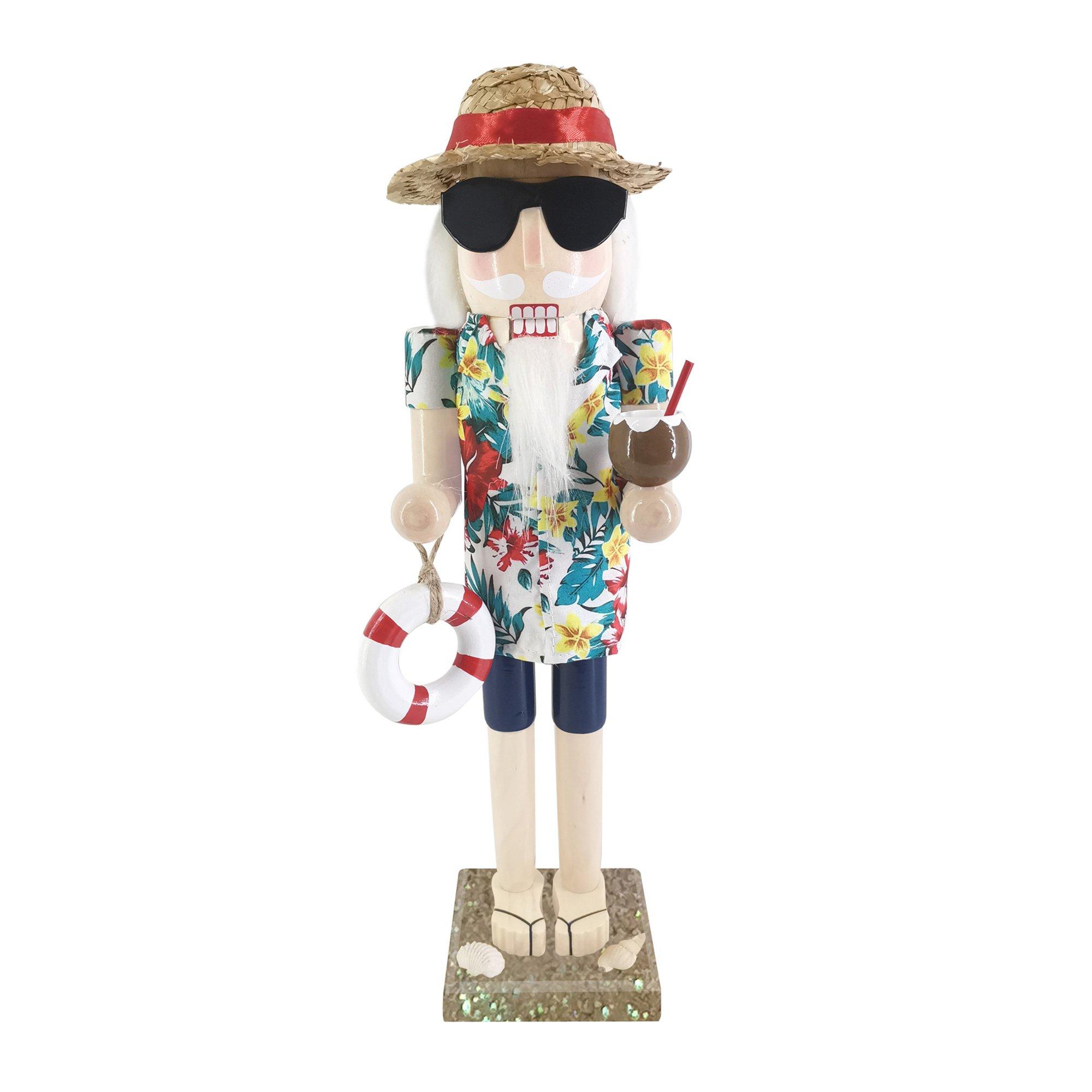 15 in. Coastal Wooden Surfer Nutcracker With Drink